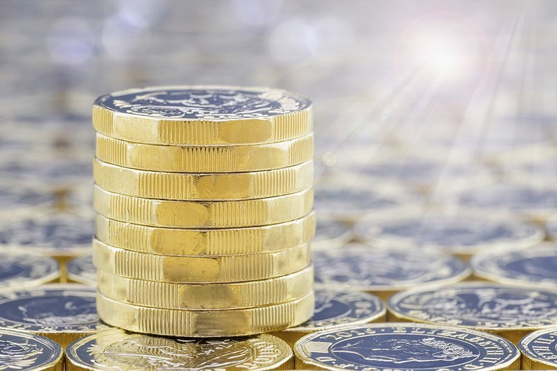 Stack of Pound Coins Close Up