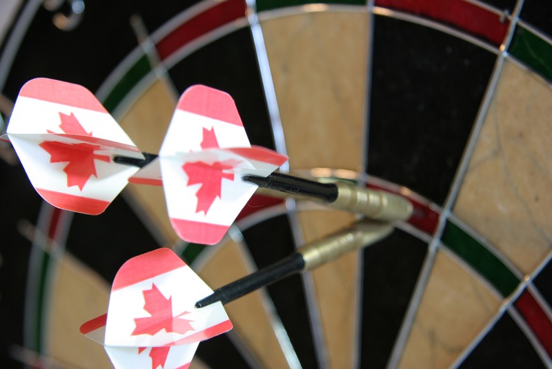 Canadian Flag Darts in Board