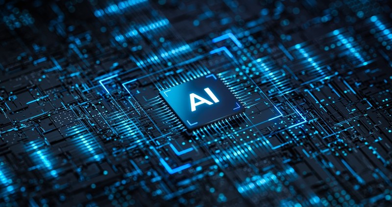AI Computer Chip on Motherboard