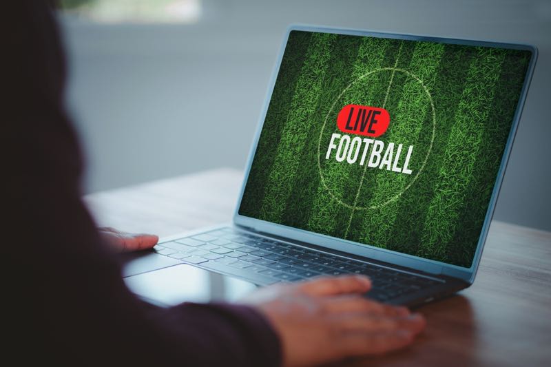 Live football on laptop